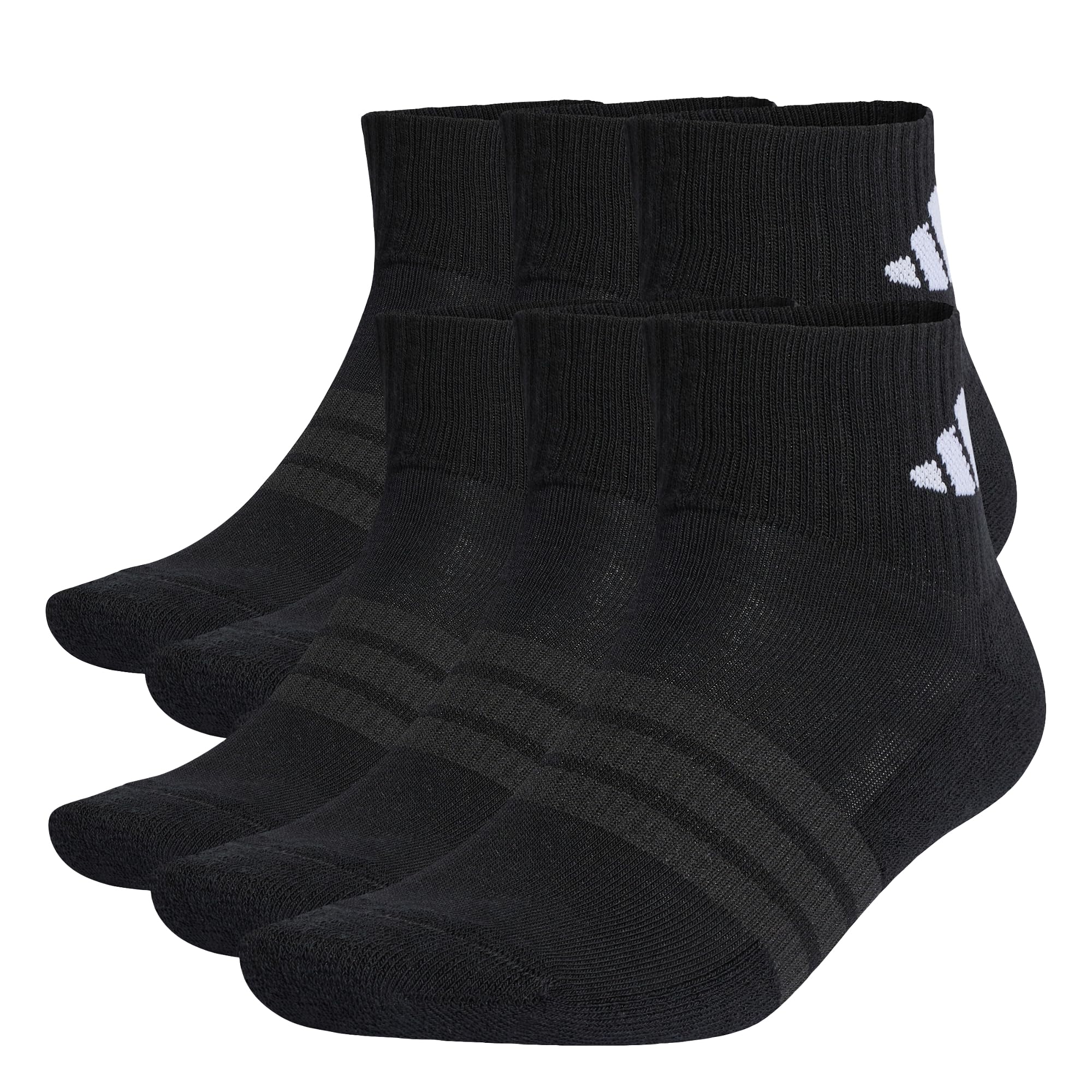 adidas Unisex Cushioned Essentials Ankle Socks 6 Pair Pack, black/black/white, 42-45