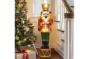LUXENHÖME LuxenHome 37 Inch Nutcracker King in Red with Lights, 3 FT Tall Collectible Ornament Nutcracker for Xmas Holiday Decor,Indoor or Outdoor Nutcracker Statue, Christmas Decorations for Xmas Tree