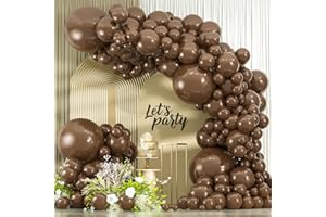 ZIZASARY Dark Brown Balloons, 114pcs Coffee Brown Latex Balloon Garland Arch Kit, 18 12 10 5 Inch Different Sizes Pack for BOHO Birthday Halloween Baby Shower Party Decorations