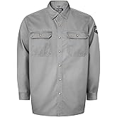 Uno Mejor FR Shirts for Men 7.5oz Welding Shirt, 100% C Flame Resistant Welding Jacket, Men's Fire Retardant FR Clothing for Men, Durable Welding Gear for Safety Work, Meets NFPA2112, Grey-ZRND XL