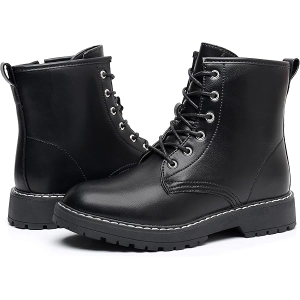 Amazon.com | JJF Shoes Mango-79 Kids Black Combat Lace Up