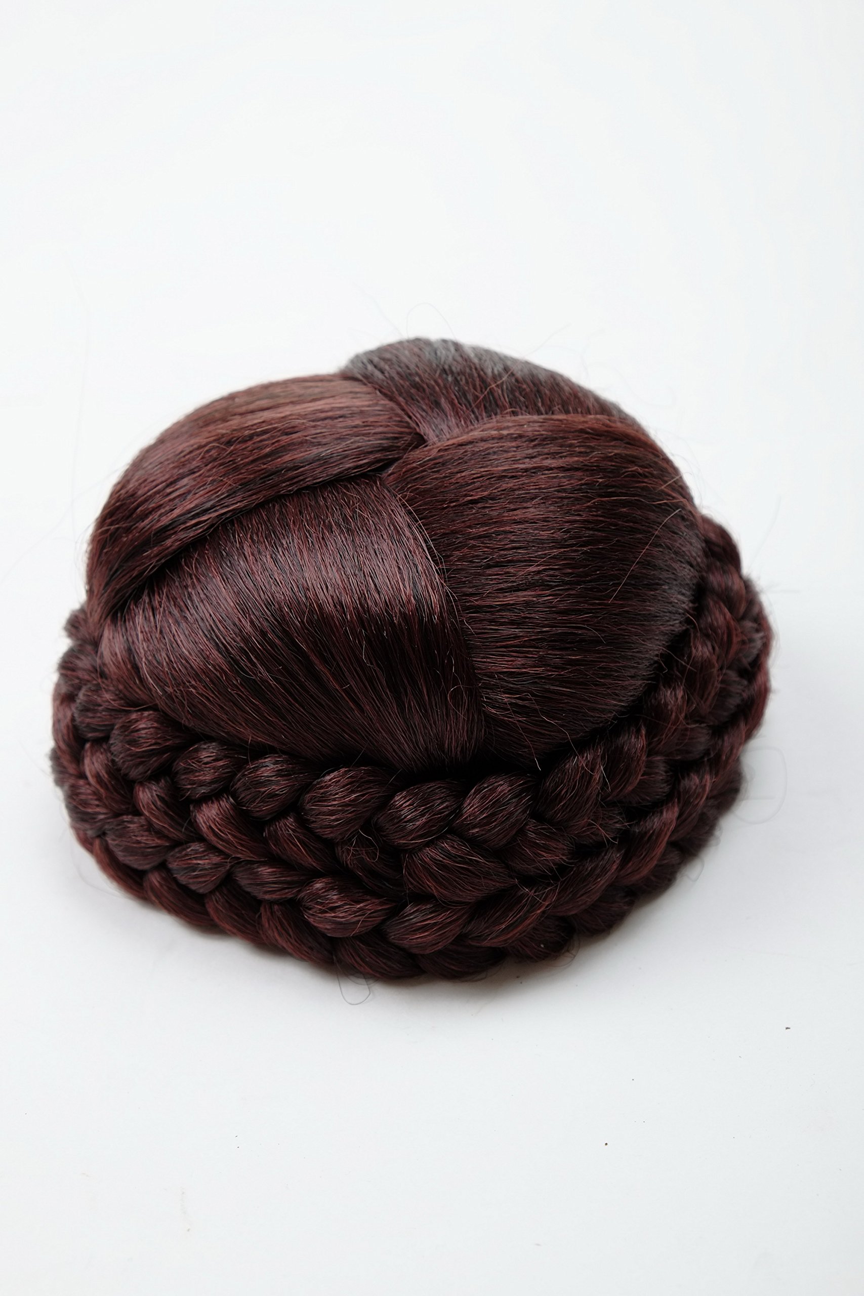 WIG ME UP - N796-2+33/35M Hairbun Hairpiece bun hair knot braided elaborate braided plaited rim traditional custom mahogany brown mix red streaked