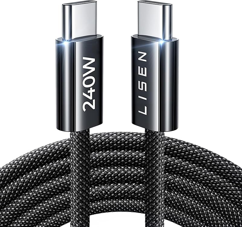 USB C Kabel, 240W [2m] PD3.0 Schnellladekabel USB C auf USBC, Nylon Geflochten Ladekabel USB-C Ladegerät für iPhone 17 16 15 Pro Max Samsung Galaxy S25 S24 S23 Pixel 9 iPad Air Pro MacBook usw.