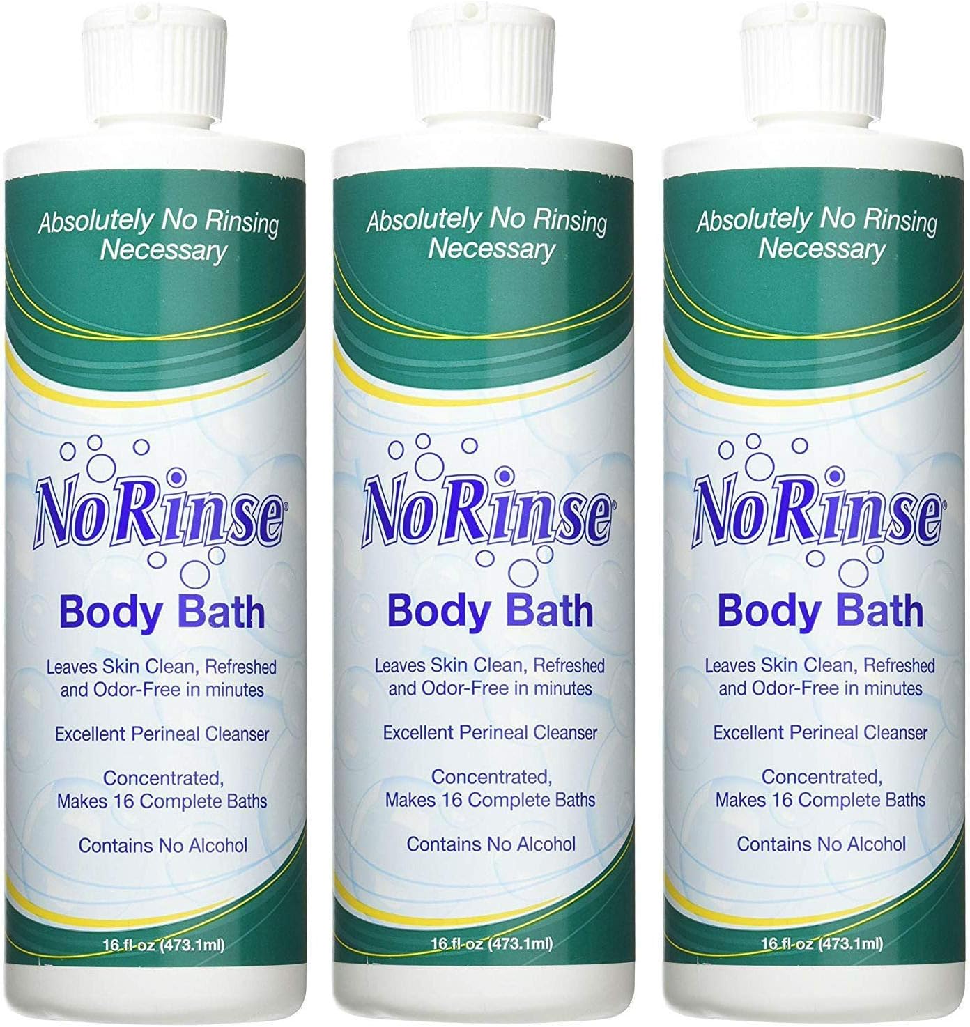 No-Rinse Body Bath, 16 fl oz - Leaves Skin Clean, Refreshed and Odor-Free (Pack of 3) - Makes 16 Complete Baths: Health & Personal Care