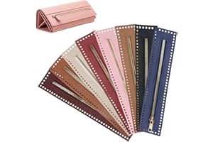 HACRAHO PU Leather Zipper,8 PCS Leather Sewing Zipper Frame Handmade Bag Zippers Bulk Close End with PU Leathers Frame for DI