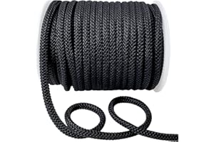 AEVORA 1/8 inch Nylon Rope - 20 Yards(60ft) Strong Utility Poly Cord for Clothes Line, Flag, Pole Camping, Crafting (Black)