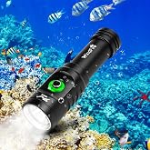 WINDFIRE TS08 Dive Light Scuba Diving Flashlight, 3 Modes, Bright, Compact | High Power, Power Indicator, IPX8 Waterproof, Underwater 60 M, Narrow Beam, Lightweight, Night Diving/Snorkeling/Caving