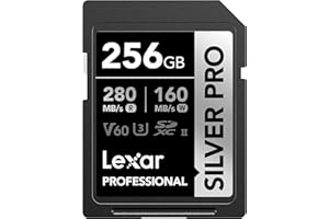 Lexar 256GB Professional Silver PRO SD Card, UHS-II, C10, U3, V60, Full HD, 4K, Up to 280MB/s Read SDXC Memory Card, for Prof