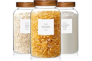 KEYWING 88oz Large Glass Jars with Airtight Lids, Set of 3 Glass Storage Containers for Flour, Sugar, Rice, Pasta, Cereal, Co