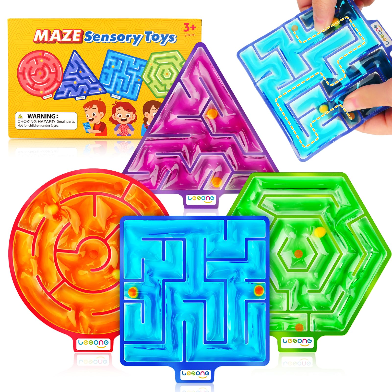 Sensory Fidget Toys for Kids: 4 Pack Maze Sensory Toys for Autism - Squishy Fidget Toys with Filled Goo for Calming Down - Fidgets for Kids Easter Basket Fillers Egg Stuffer