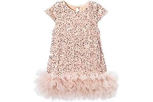 Happy Cherry Sequin Dress for Kid Girls A-Line Sleeveless Sparkly Gown Party Dresses with Faux Fur Trim