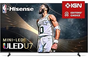 Hisense 55-Inch Class U7 Series Mini-LED ULED 4K UHD Google Smart TV (55U7K) - QLED, Native 144Hz, 1000-Nit, Dolby Vision IQ, Full Array Local Dimming, Game Mode Pro, Alexa Compatibility
