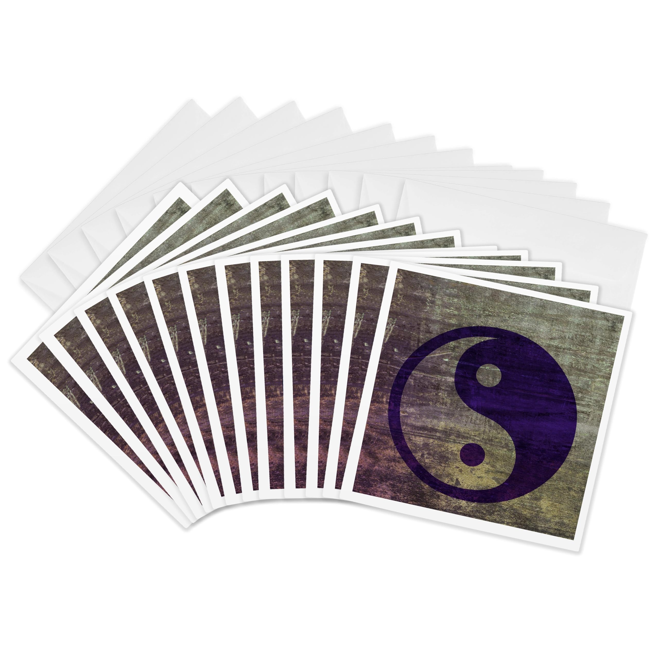 3dRose gc_38560_2 6 x 6-Inch "Purple Abstract Yin Yang- Balance- Inspirational- Spirituality" Greeting Card (Pack of 12)