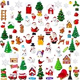 Bbiamsleep 100 Pcs Miniature Christmas Figurines Mini Resin Christmas Figurines Mini Santa Claus Snowman Xmas Trees Animals Gift Box Snowflake for Fairy Garden Xmas Snow Globes Village Decor