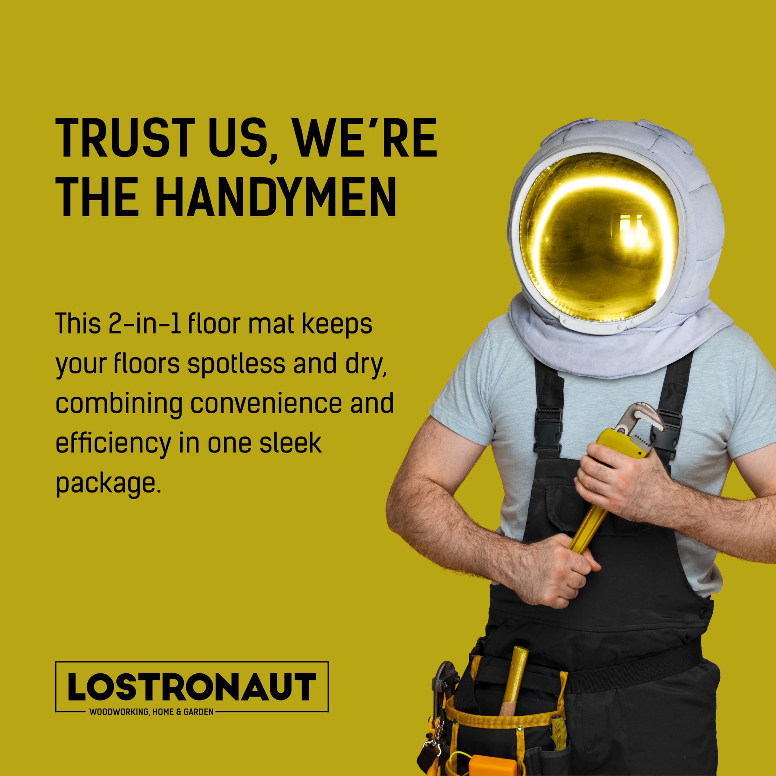 LOSTRONAUT 2-in-1 Wet Dry Shoe Cleaner - 25''x16'' Non Slip Floor Mat, Indoor & Outdoor Welcome Rug, Disinfectant Mat for Doors