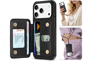 TUCCH Card Case Wallet for iPhone 17 Pro 6.3-inch | Crossbody Lanyard Strap |RFID Blocking Card Slots | Clear ID Window | Und