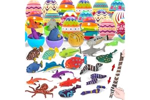 VALEFORTOY 18pcs Easter Egg Inside Prefilled Rubber Ocean Sea Animal Toy For Squishies Easter Gifts, Easter Basket Stuffers, Easter Hunt, and Party Favor Supplies, Floating Fish Bath Stuff for Kid Toddler