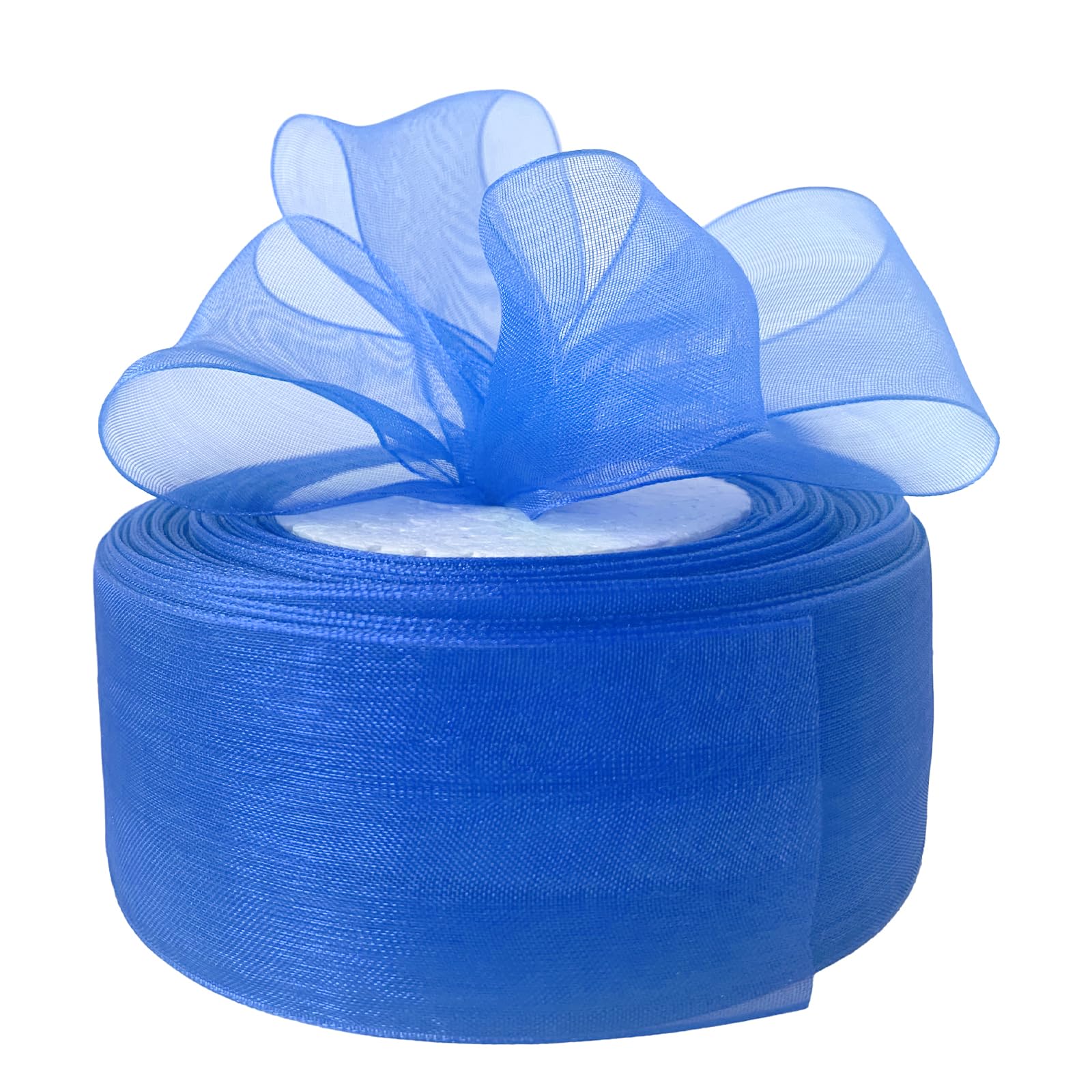 Bealif Blue Organza Ribbon 40mm for Crafting Gift Wrapping, 45M Royal Blue Chiffon Ribbon Sheer Fabric Ribbons for Craft Bouquet Wrapping Wreaths Brithday Wedding Anniversary Decoration