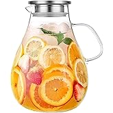 Glass Pitcher with Lid,3000ml - Hot/Cold Water Jug, Juice and Iced Tea Beverage Carafe