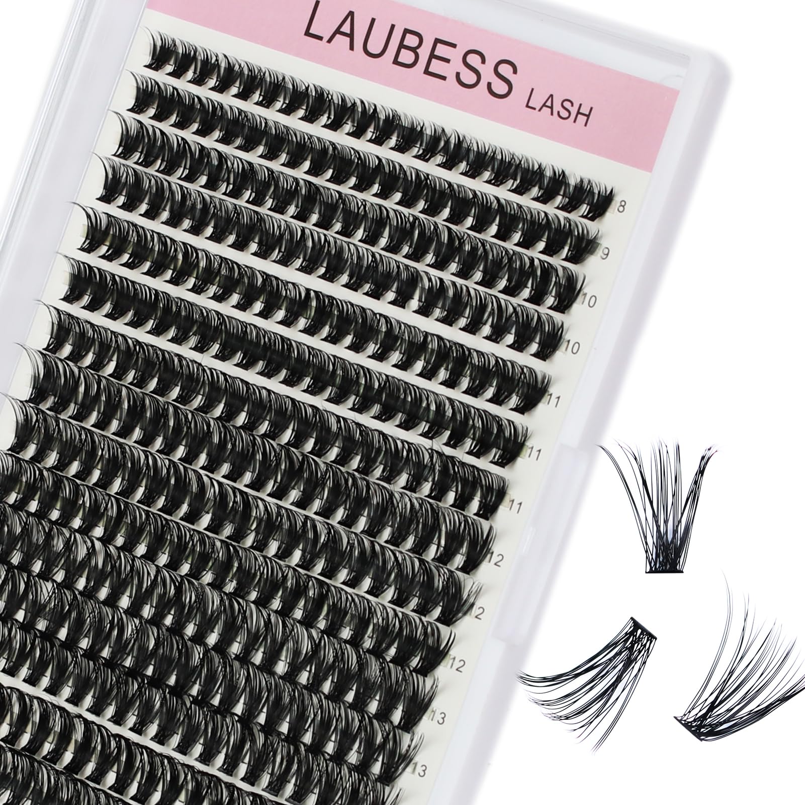 Cluster Lashes 300 Pcs Individual Lashes LAUBESS Lash Clusters False Eyelashes Individual Cluster Eyelash Extensions Eyelash Clusters DIY Lash Extension Kit (40D-0.07C-8-15mm)