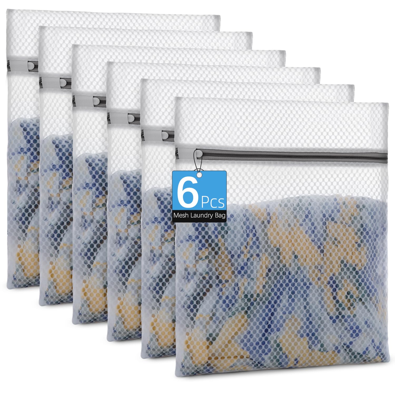 Honeycomb Mesh Laundry Bags for Delicates - 12x16 Inches Medium Washing Bags for Bras, Lingerie, Socks, Baby Clothes - Gentle Wash Protection with Zipper Closure (12)