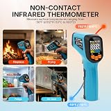 Tilswall Infrared Thermometer Gun with Emissivity 0.1-0.99 -50°C to 600°C view 3
