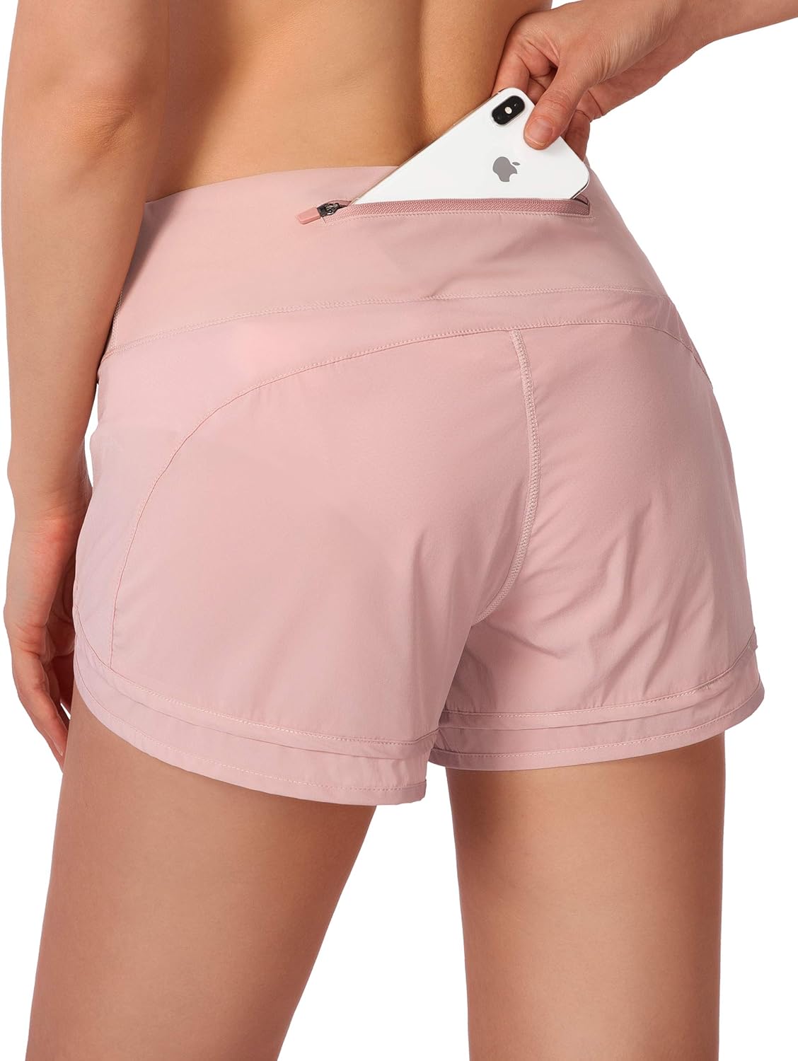Women's Running Shorts with Zipper Pocket 3 Inch Quick-Dry Workout Athletic Gym Shorts for Women: Clothing