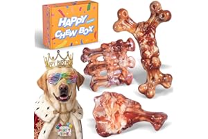 ChienBox Dog Toys for Aggressive Chewers: Gift Box with 3 Pack Dog Chew Toys, Indestructible Tough Dog Toys to Keep Them Busy, Dog Teething Bones for Small Medium Large Breeds 25-90 lbs, Bacon Flavor
