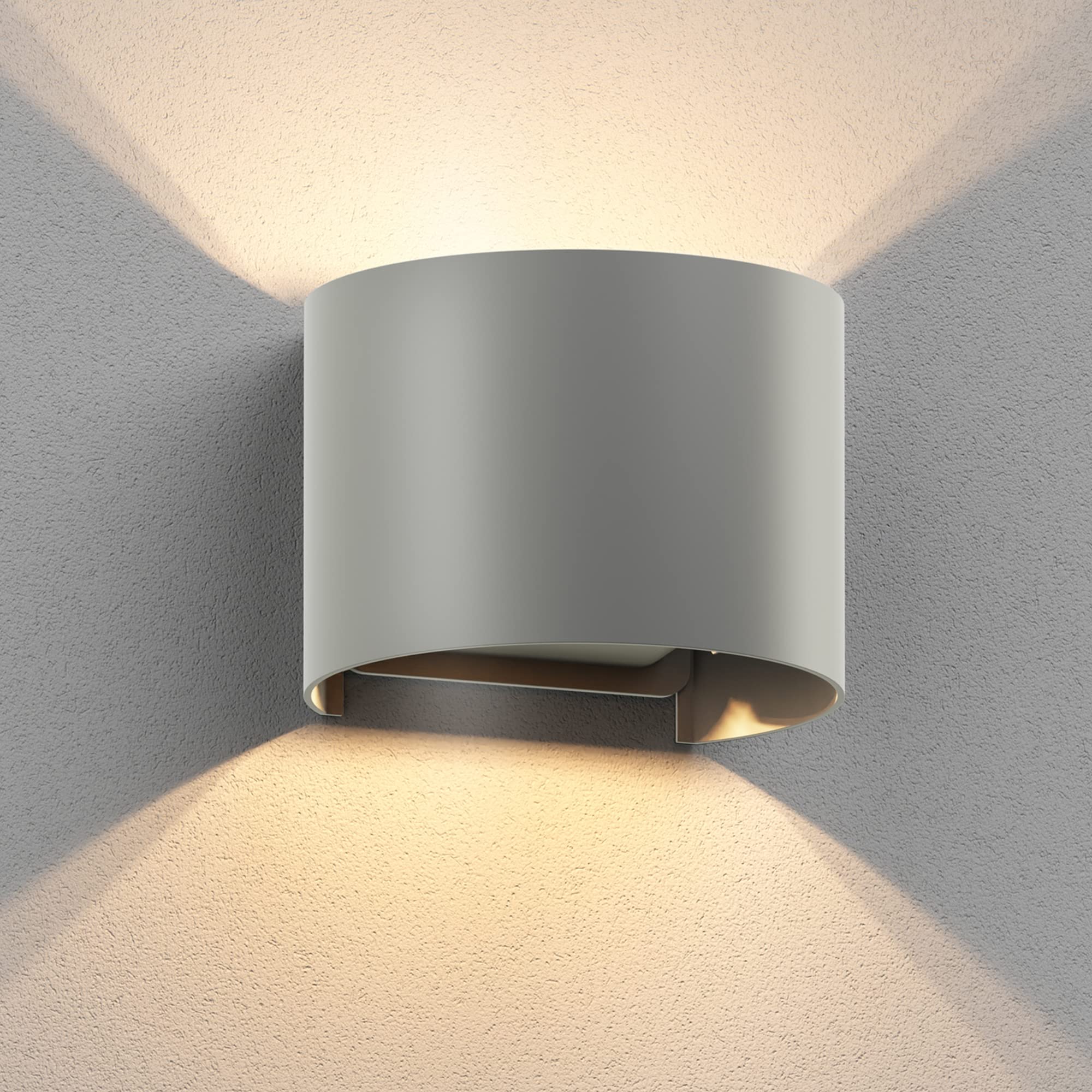 ledscom.de Wall Light RUNEL for Outside, IP65, Up-/Downlight, Grey matt, Round, 1x G9 max. 10W