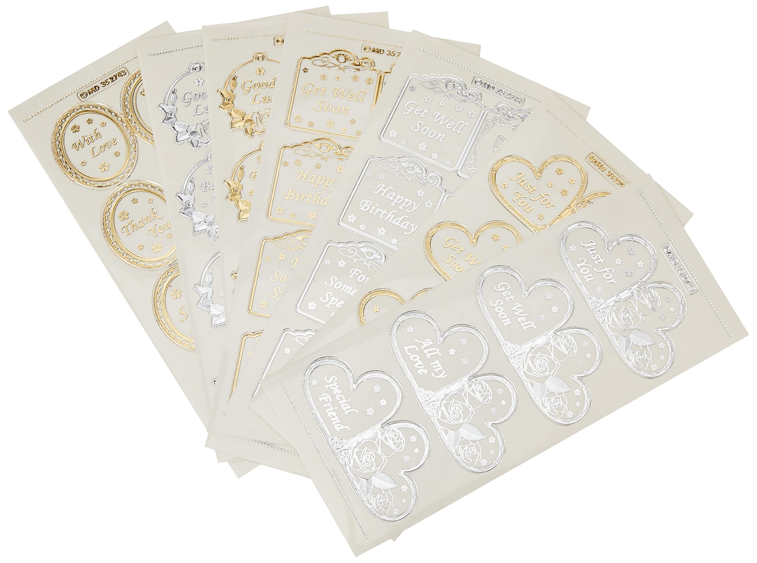 Creative Products CPD_3001 Text Lables Double Embossed Craft Stickers, Stickers, Silver/Gold, 23 x 10 x 1 cm
