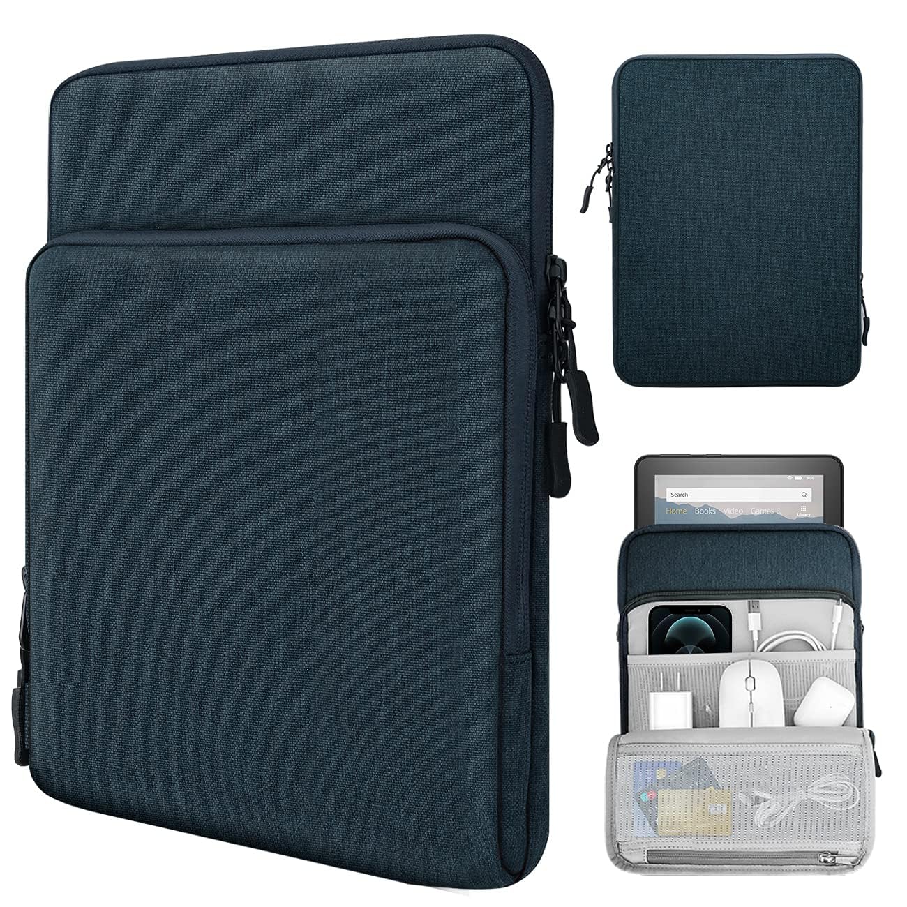TiMOVO 8-9 Inch Tablet Sleeve Case for All-New iPad Mini 7 (A17 Pro, 2024), iPad Mini 6 (8.3-Inch, 2021), iPad Mini 5/4/3/2/1, Protective Pouch Bag with Multiple Pockets, Indigo