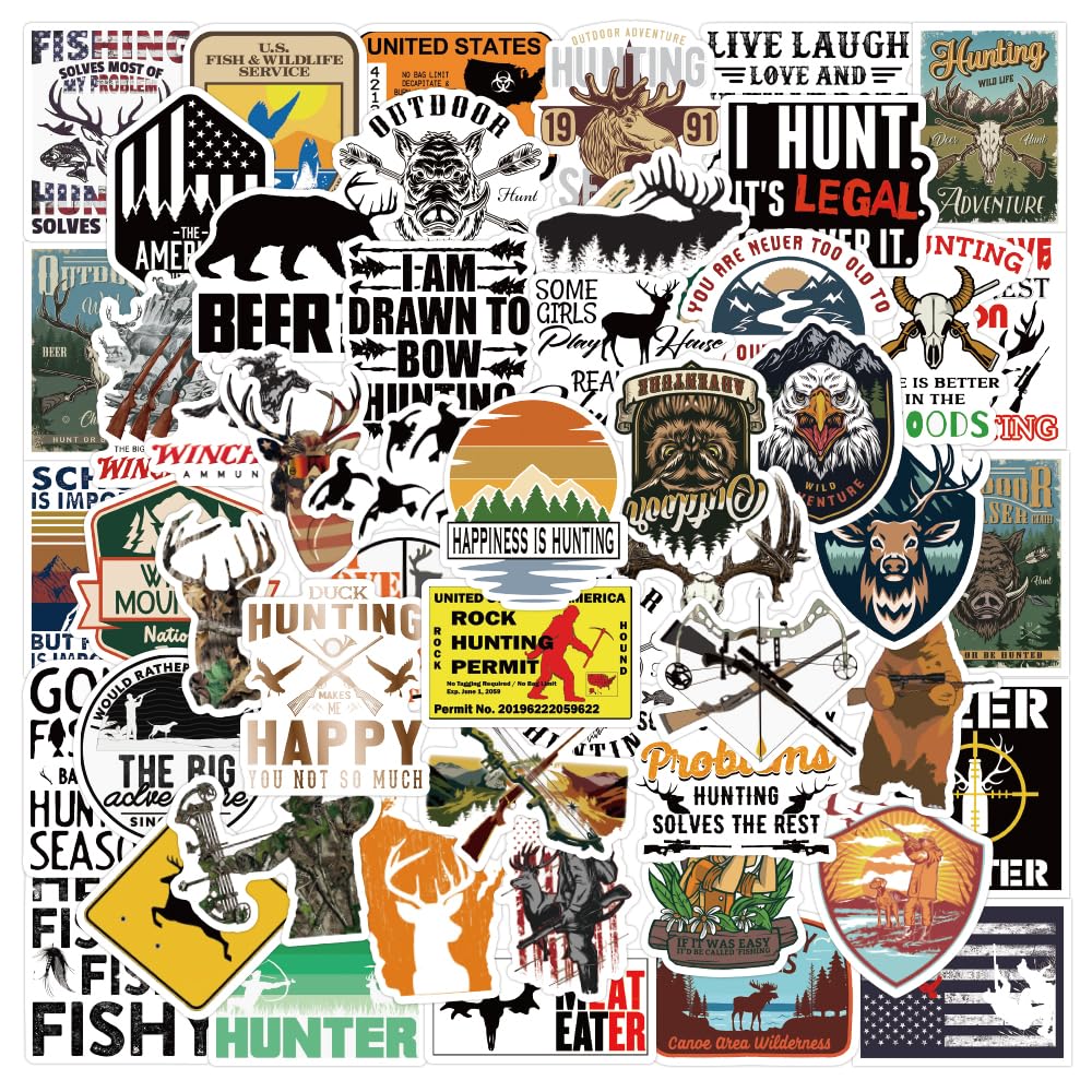 Outdoor Hunting Sticker Pack 50pcs for Water Bottles Laptops Cars Skateboards Mens Cave Decorations Teens Adults Sticker — image 1