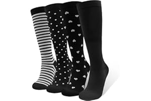 HYCLES Compression Sock for Women Men 4 Pairs Knee High Athletic Sports Pregnacy Travel