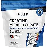 Nutricost Creatine Monohydrate Powder Variety Stickpacks (5 Flavors, 20 Servings) - Micronized, 5 Grams of Creatine Monohydrate Per Pack