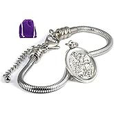 St Michael the Archangel Bracelet - Stainless Steel Snake Chain with Metal Alloy Charm - Archangel Michael San Miguel Arcangel Necklace for Protection and Spirituality