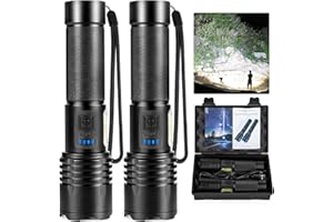 BERCOL Flashlights High Lumens Rechargeable, 900000 Lumens Super Bright Led Flashlight, 7 Modes Brightest Powerful Flash Light with COB Light, IPX6 Waterproof Handheld Flashlights for Camping Home