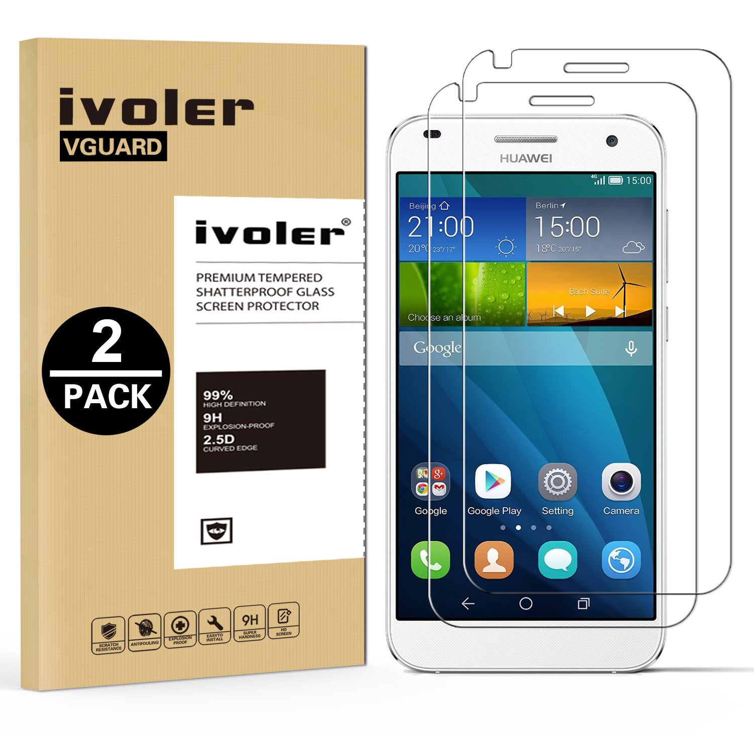 Pack Huawei G Protector de Pantalla iVoler mm Dureza H Protector de