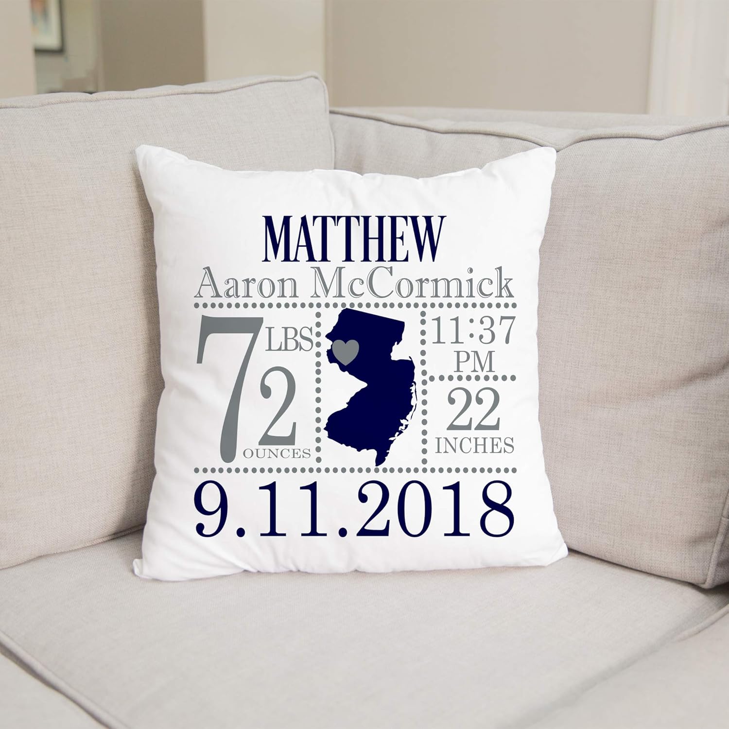 birth announcement pillow