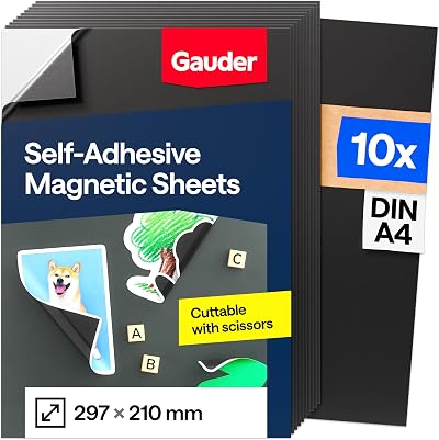 GAUDER Self-Adhesive Magnetic Sheets A4 10x 297 x 210 mm Cuttable