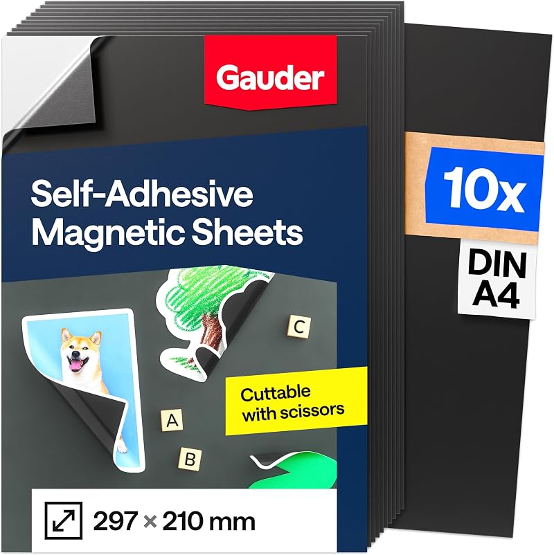 GAUDER Self-Adhesive Magnetic Sheets A4 10x 297 x 210 mm Cuttable