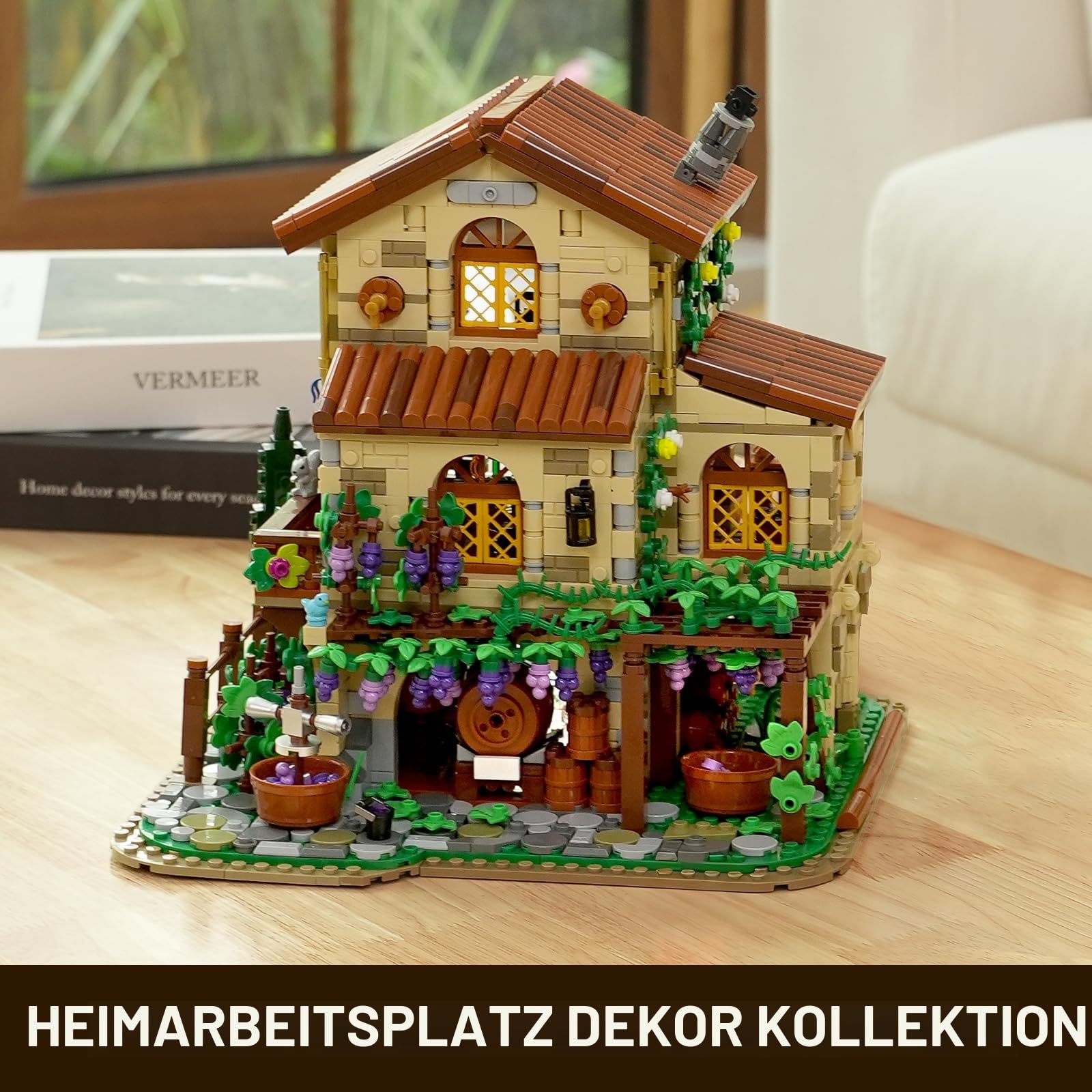 INSOON Weingut Chateau Haus Bauspielzeug mit Licht, 1826 Stück Weinberg Schloss Konstruktions Baukasten Modell, Weinberg Anwesen Klemmbausteine Spielzeug für Erwachsene Jugendliche Jungen Mädchen 8
