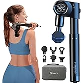 NAPRE Foldable Massage Gun with Extension Handle & 5 Adjustable Angles,Deep Tissue Back Massage for Neck/Body Pain Relief,Handheld Percussion Muscle Massager,32 Speeds,6 Heads & Silent,with Case