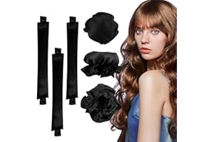 RYTABEE 6 Pcs Set Heatless Hair Curler, Heatless Curls Headband, Overnight Curling Headband, Creates Beautiful Curls Without Damaging The Hair (Black)