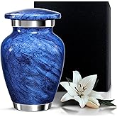 Small Urn for Ashes Male & Female – Mini Cremation Urns for Human Ashes Keepsake – Little Miniature Ash Urn for Mom & Dad – Tiny Decorative Memorial Keepsake for Loved Ones (Blue, Small)