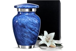 SOLACE FOREVER Small Urn for Ashes Adult Male & Female - Mini Cremation Urns for Human Ashes Keepsake - Little Miniature Ash Urn for Mom & Dad - Tiny Decorative Memorial Keepsakes of Loved Ones (Blue, Small)