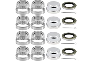 Ruikarhop 4 Set Fits for 1" Axles Trailer Wheel Hub L44643/L44610 Bearings Kit, with 12192TB Seal OD 1.980'', Dust Cover and 