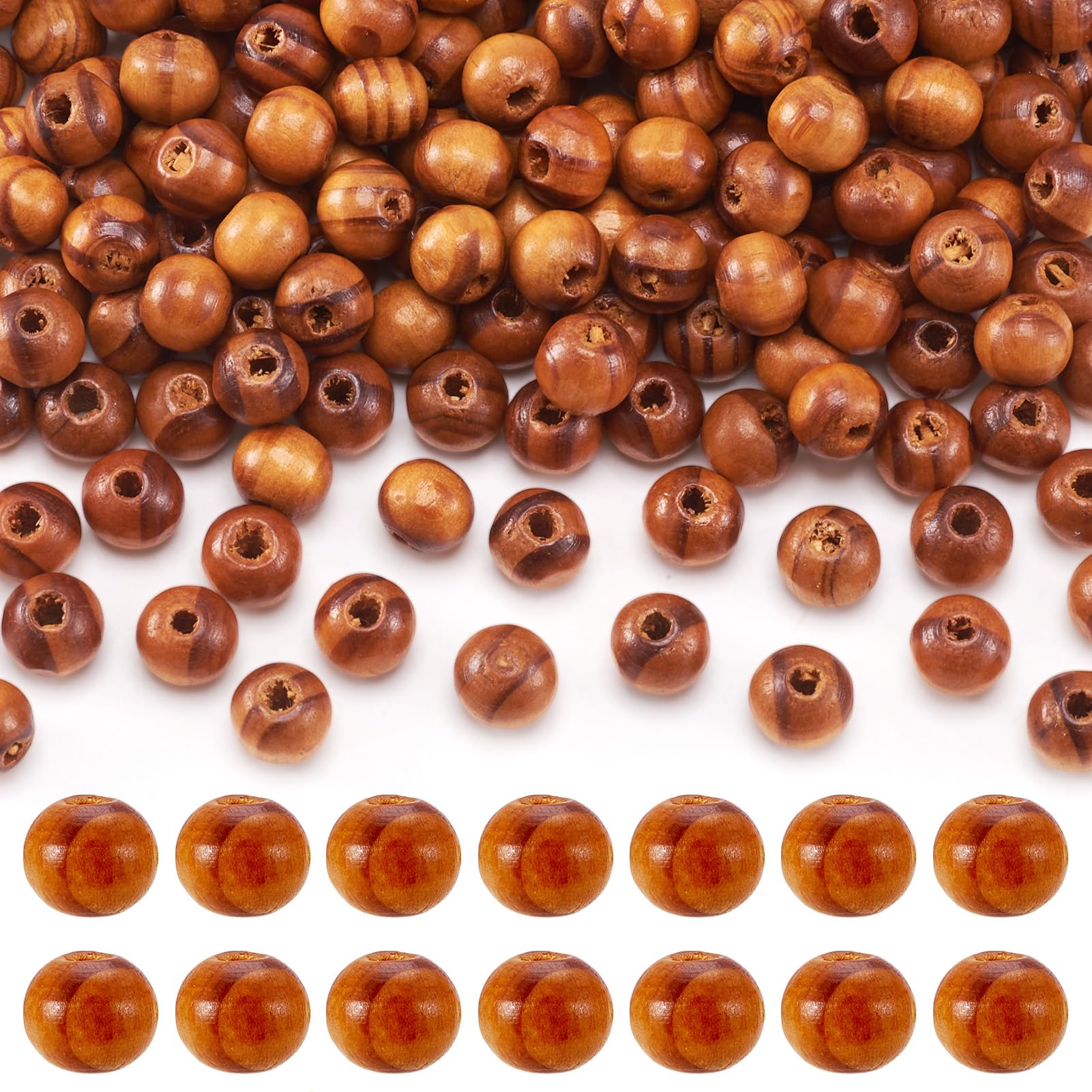 PandaHall 200Pcs Round Wood Ball Beads 8mm Wooden Spacer Loose Charm Beads Burlywood for Jewelry Making