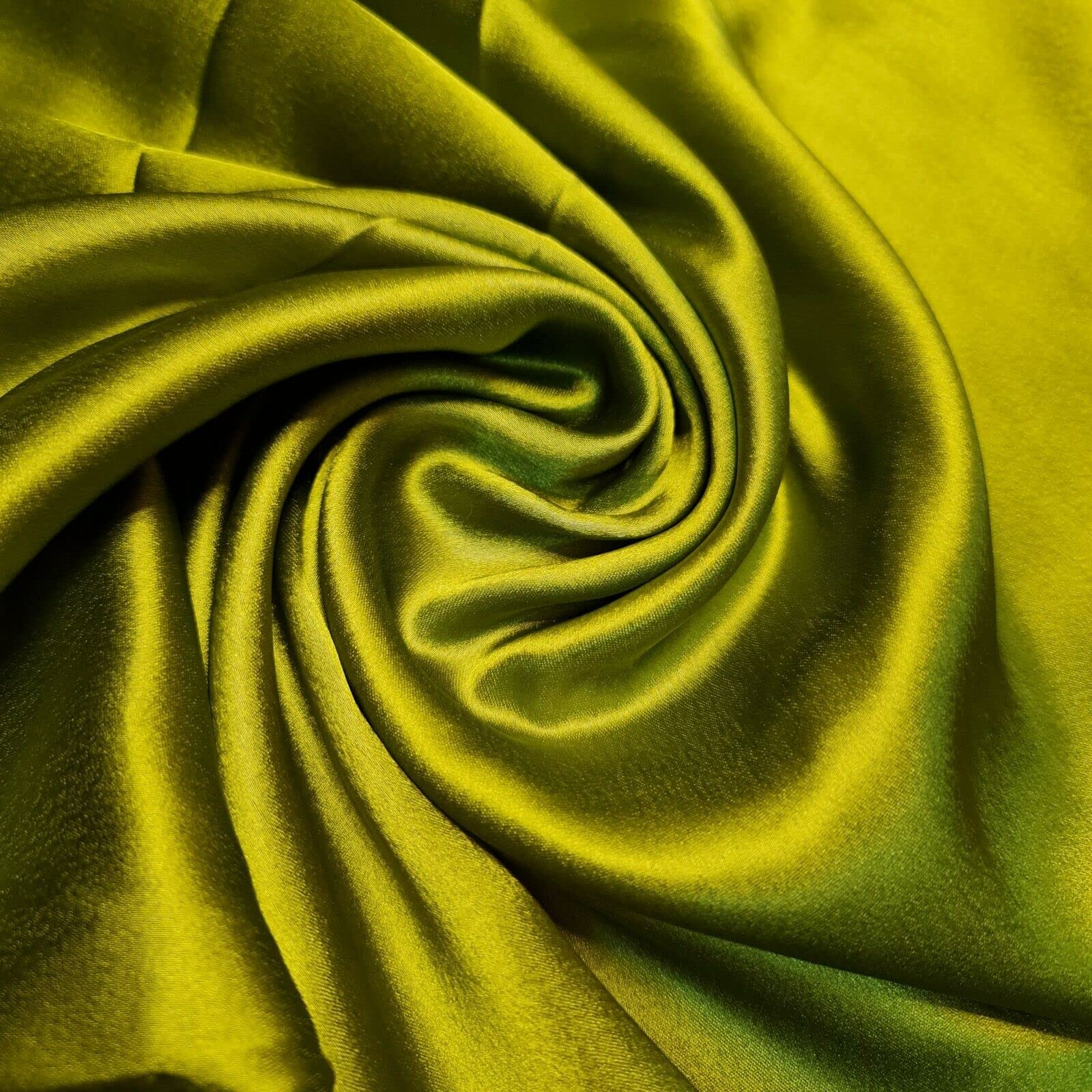 Glossy Charmeuse Silk Satin Bridal Dress Polyester Lining Craft Fabric 44" Meter (5 Meter, Apple Green)