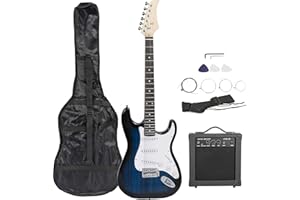 JupiterForce 39" Full Size Electric Guitar with Amp, Adjustable Strap, Strings, and Accessories Pack, Beginner Starter Guitar Kit for Adults/Kids, Blue