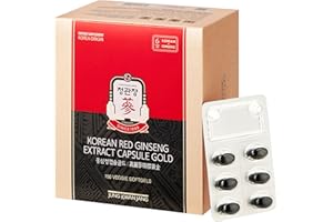 JUNG KWAN JANG US Korean Red Ginseng Extract Capsule Gold - Vegan Energy Supplements - Energy Boost & Immune Support, Caffeine Free & Non-GMO (600mg, 150 Capsules)